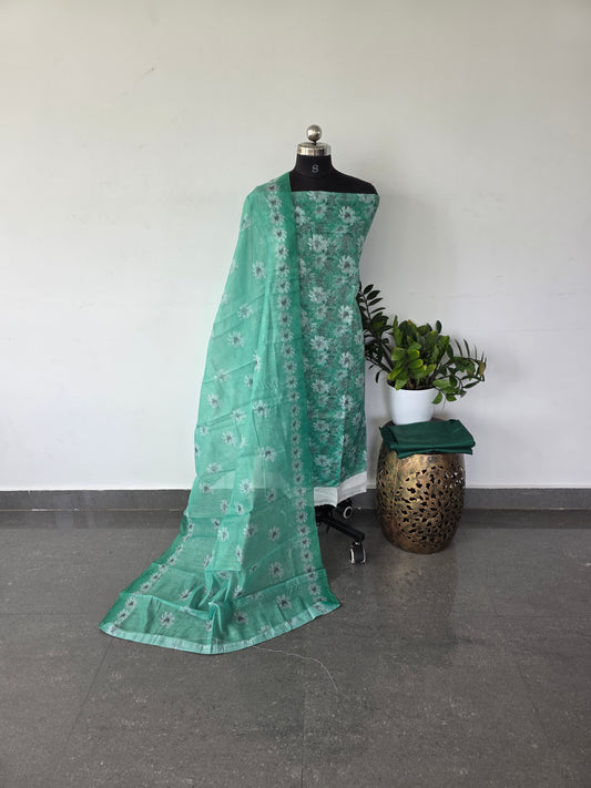 Fancy digital linen silk set -176