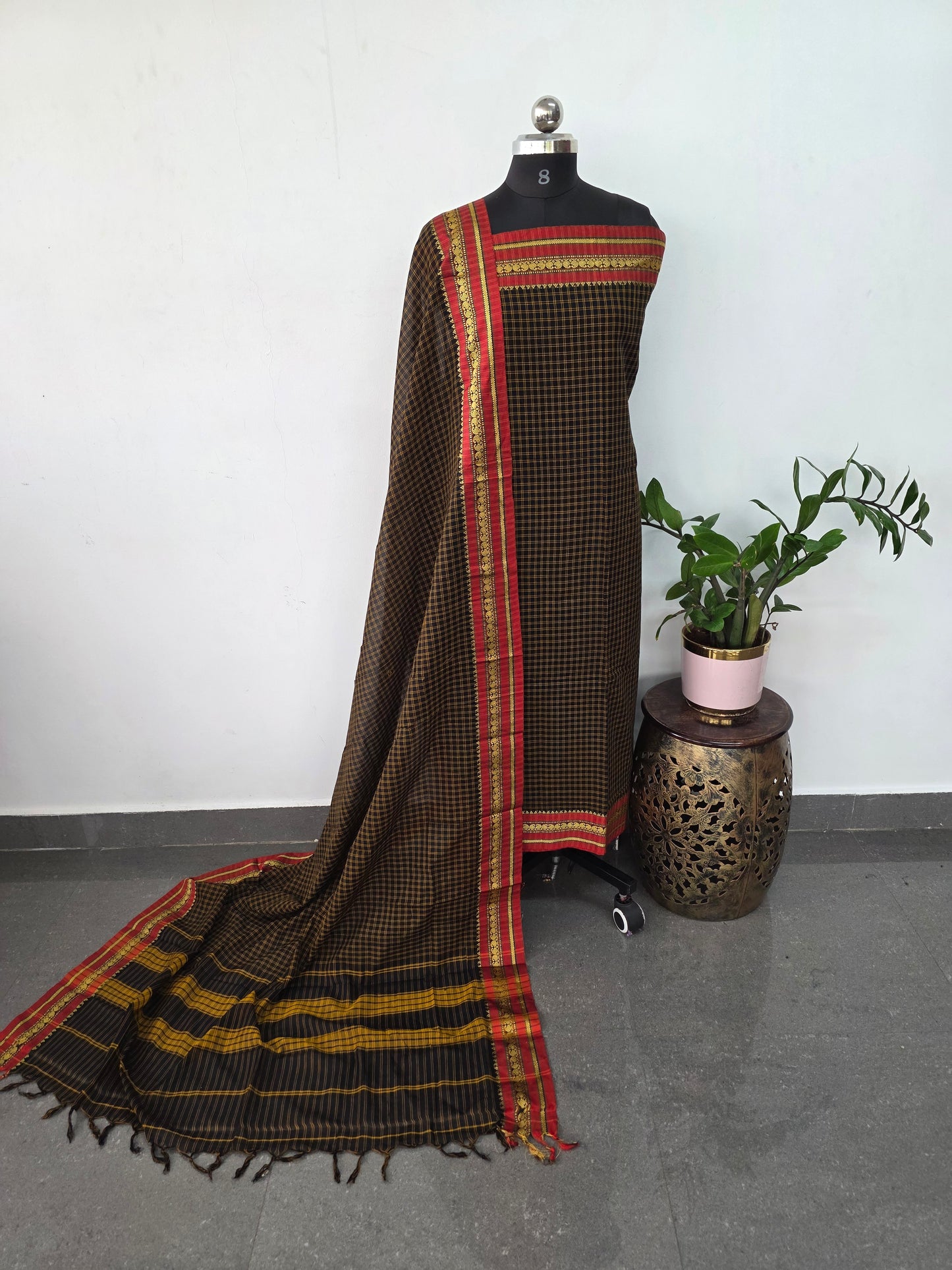 Checked Mercerised narayanapet salwar set (4.5 meters)- NA511