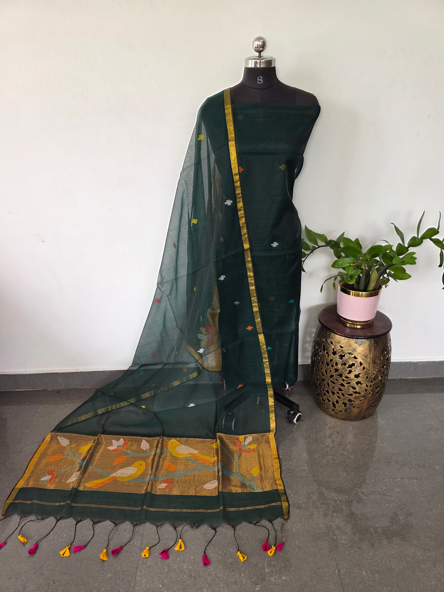 Handloom muslin paithani jamdhani set - JMM356