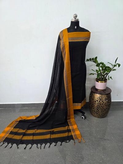 Mercerised narayanapet salwar set (4.5 meters) (Black)-NA704