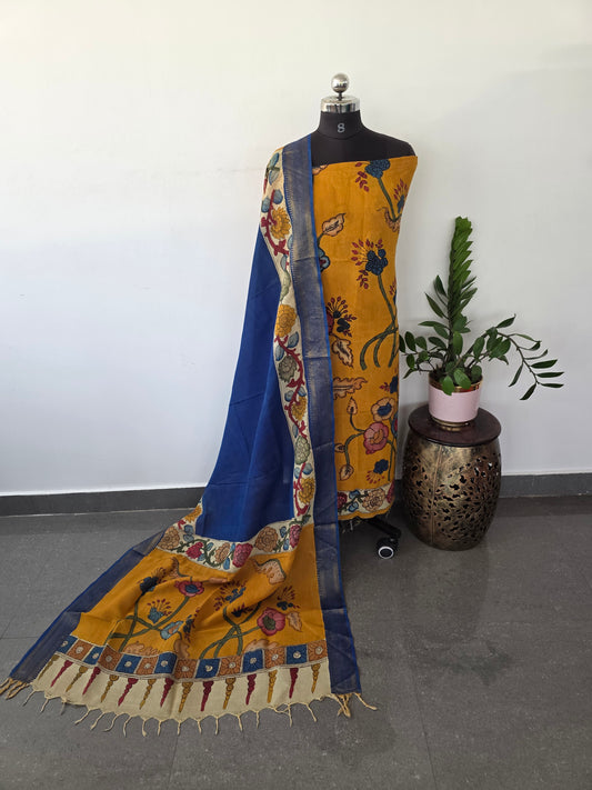 Handcrafted Kalahasthi Penkalamkari bangalore silk set- HP24