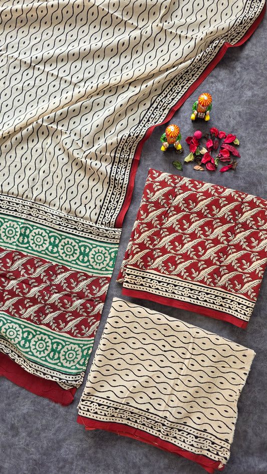 Handblock Jaipuri pure cotton set - JA481