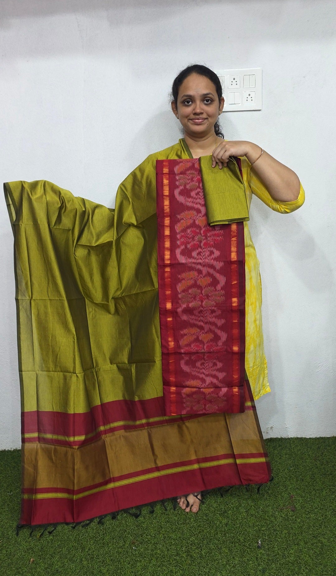 Pochampally sico set with ikkat damn -WW564