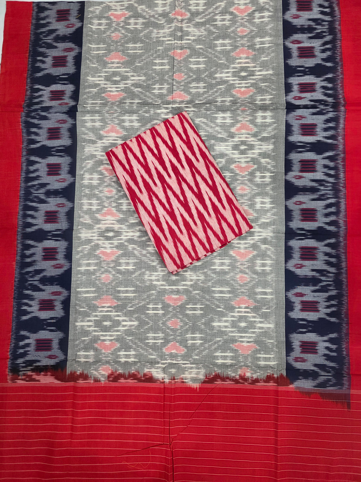 Ikkat cotton with Handloom Mercerised ikkat duppatta - WW867