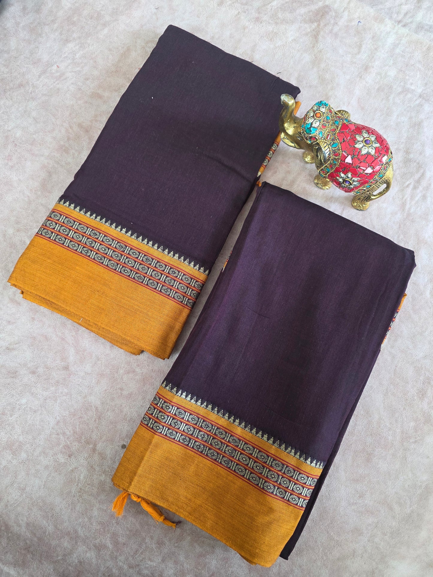 Mercerised narayanapet salwar set (brown)(4.5 meters) - NA584