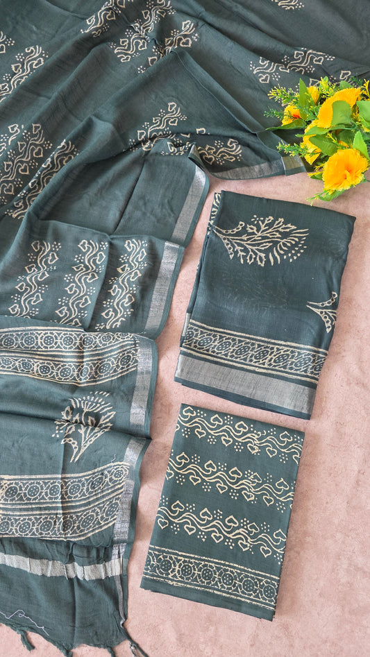 Handblock Jaipuri linen cotton set - JA738