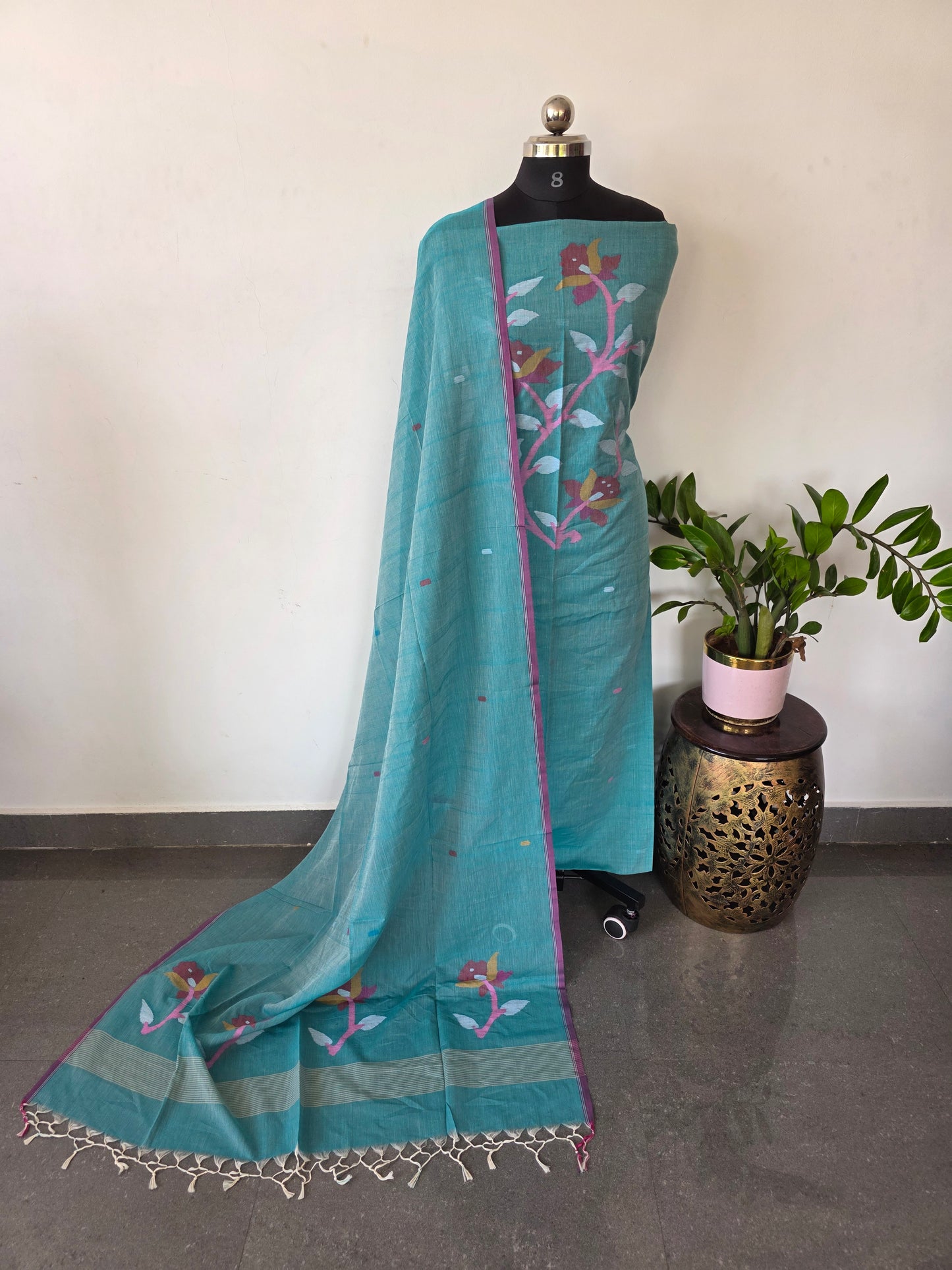 Handloom Mul cotton paithani jamdhani set- JMM296