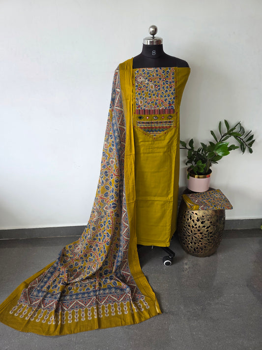 Premium cotton Handwork embroidery with kalamkari salwar - AS33