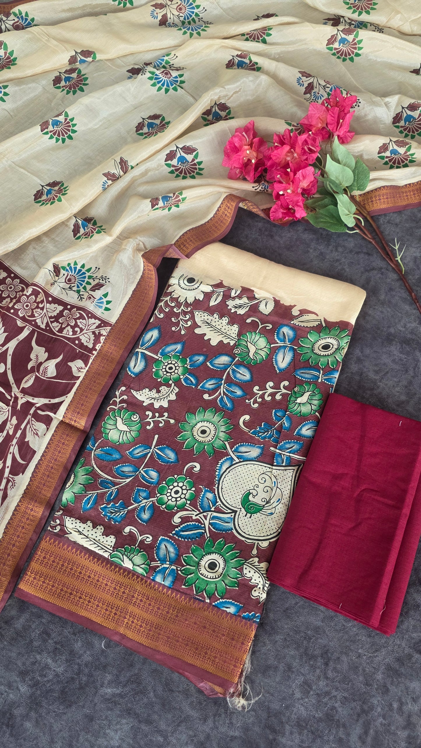 Fusion chennuri kalamkari silk with mangalagiri border salwar - FC22