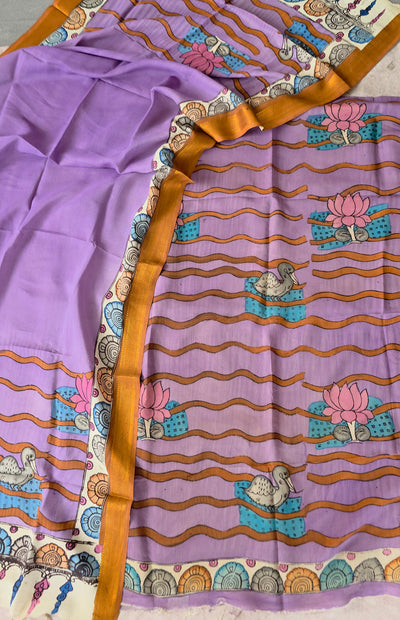 Handcrafted Kalahasthi Penkalamkari bangalore silk set - KH164