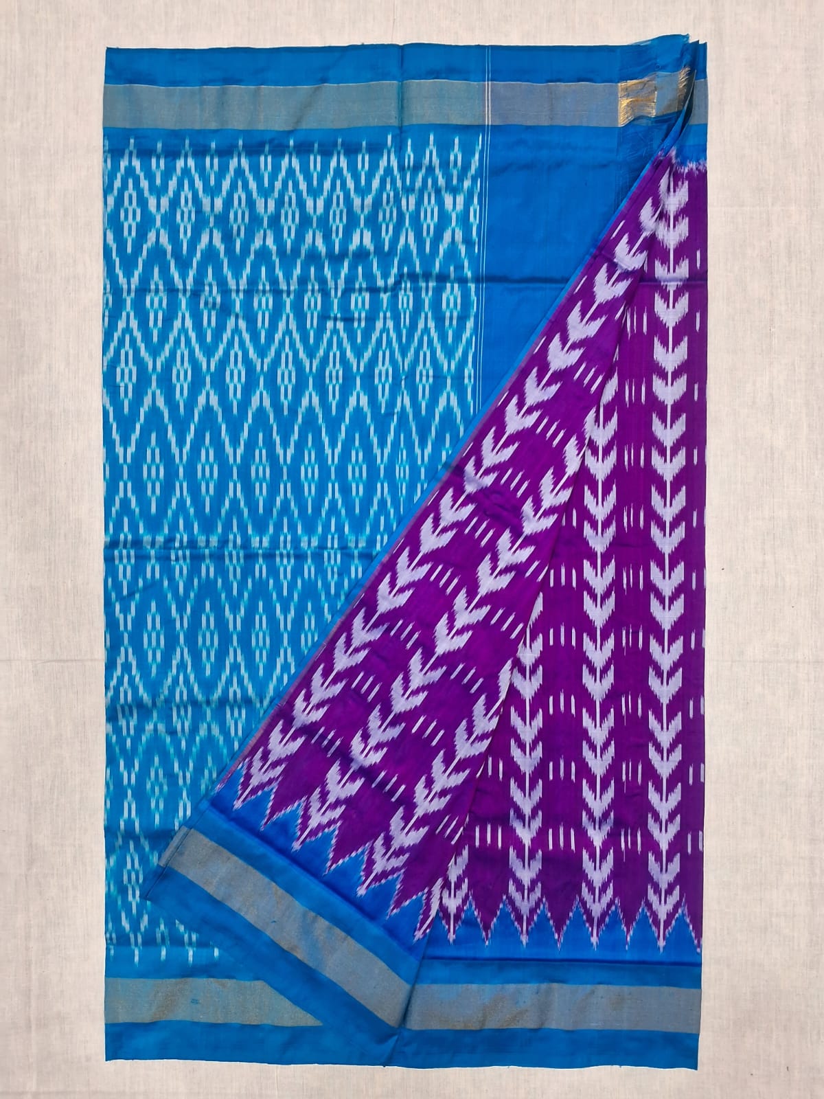 Handloom Mulberry pure Ikkat pattu saree- WW584