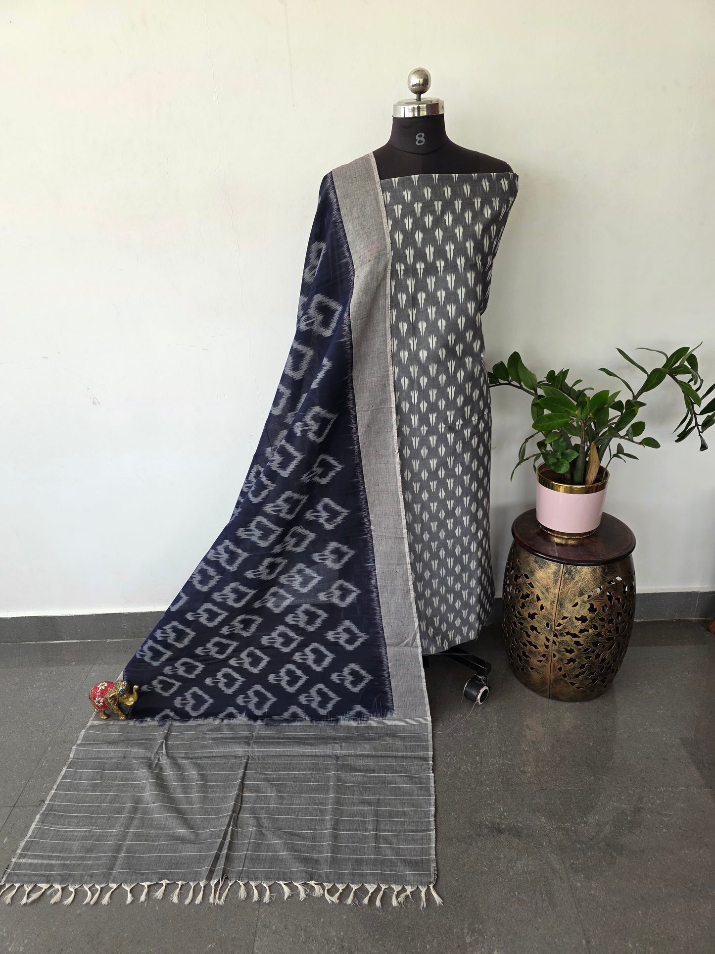 Handloom Mercerised ikkat cotton salwar set - KK273