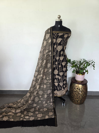 Handcrafted Kota kalamkari set ( 2 pc set )(Black)-AK484