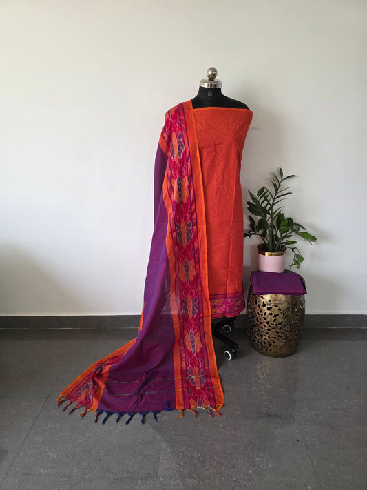 Handloom cotton with Pochampally border - PHC8