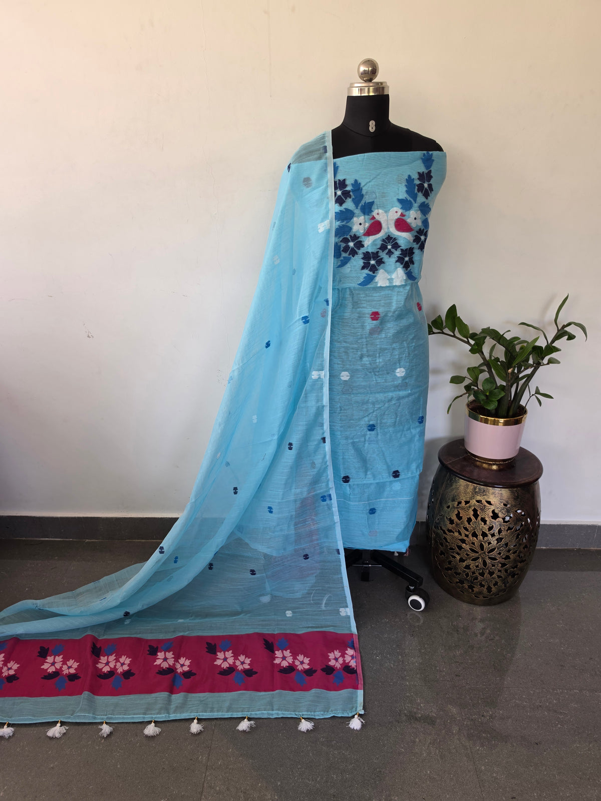 West Bengal Silk cotton jamdhani set - AV394