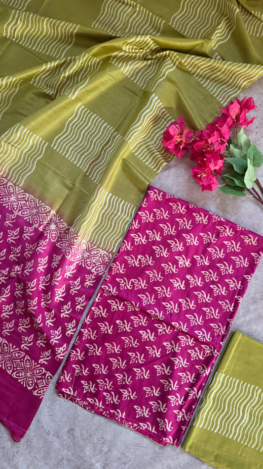 Bhagalpuri katan silk Madhubani silk set - BA14