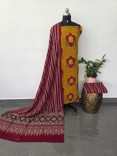 Handcrafted hakoba ajrakh cotton set -HZ350