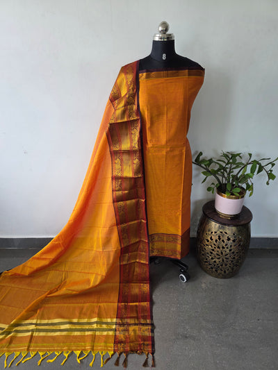 Mercerised narayanapet salwar with peacock border set (4.5 meters)-NA658