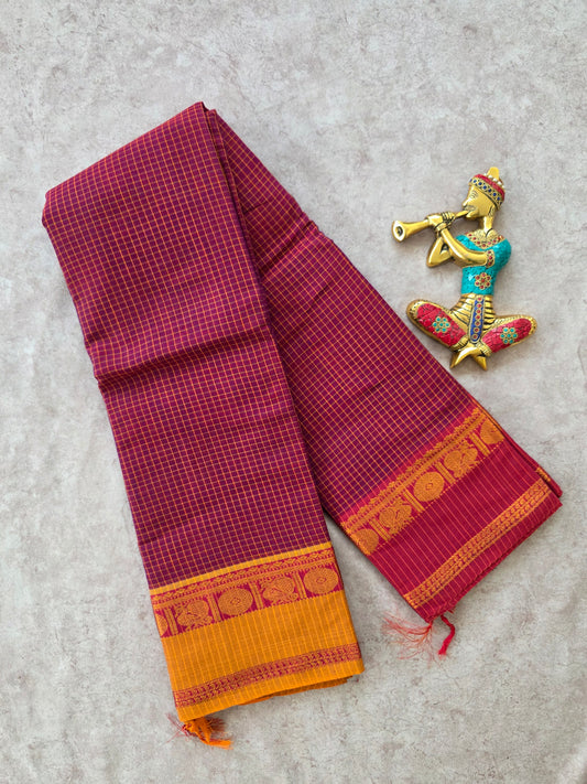 Mercerised checked narayanapet saree - NA202