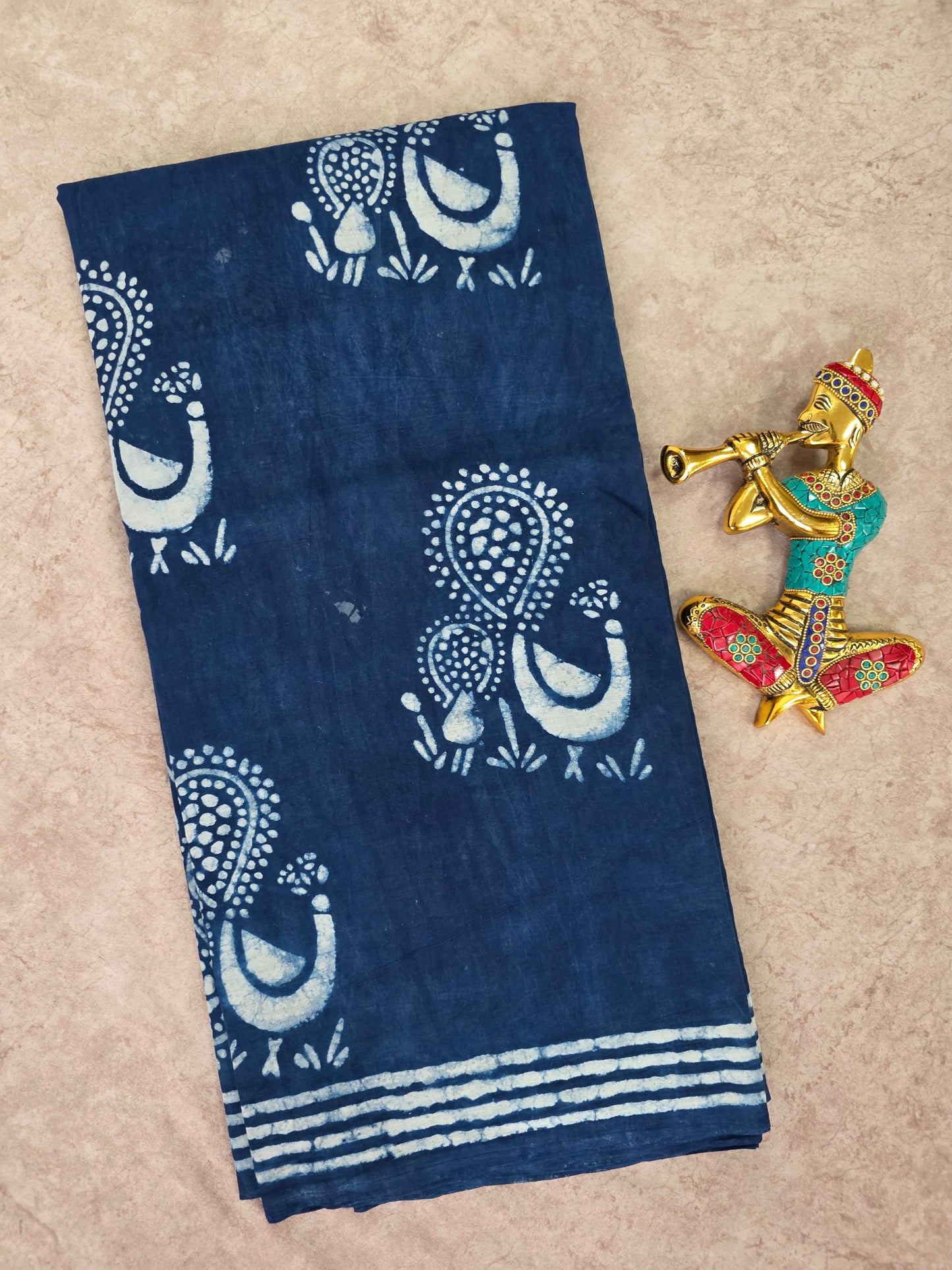 Handblock Jaipuri pure cotton saree - JA523