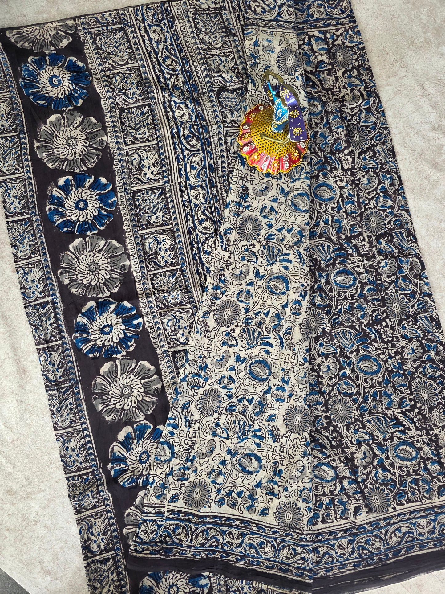 Handblock pure kalamkari cotton saree  - HS1