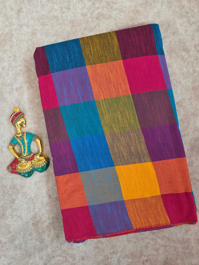 Madras kattam prewashed textured running material (4 inches*4 inches) - MD54