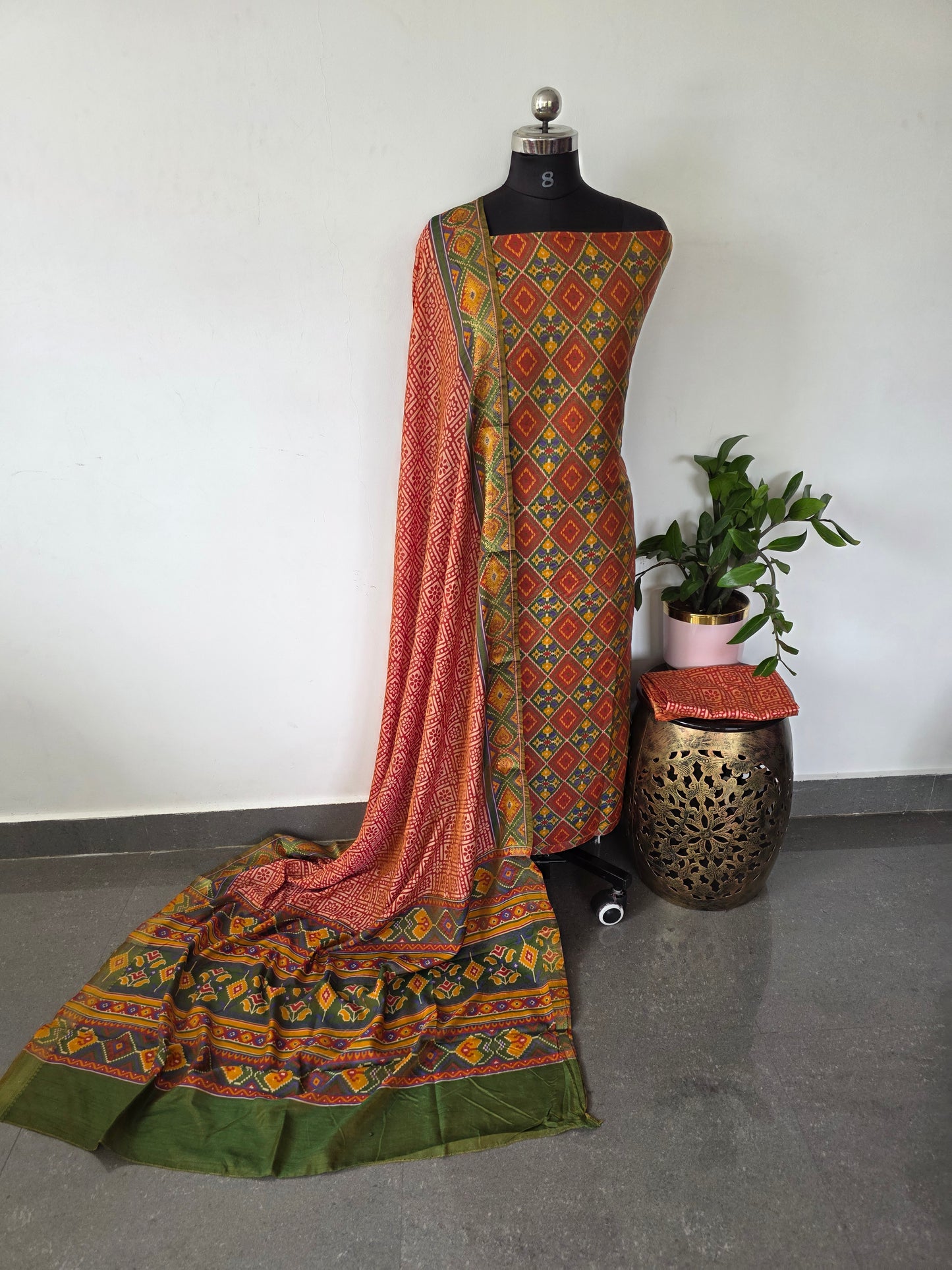 Premium semi Patola silk set - PK61