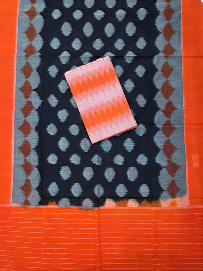 Ikkat cotton with Handloom Mercerised ikkat duppatta - WW809