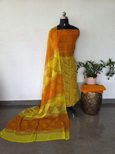 Handblock georgette salwar set -GE146