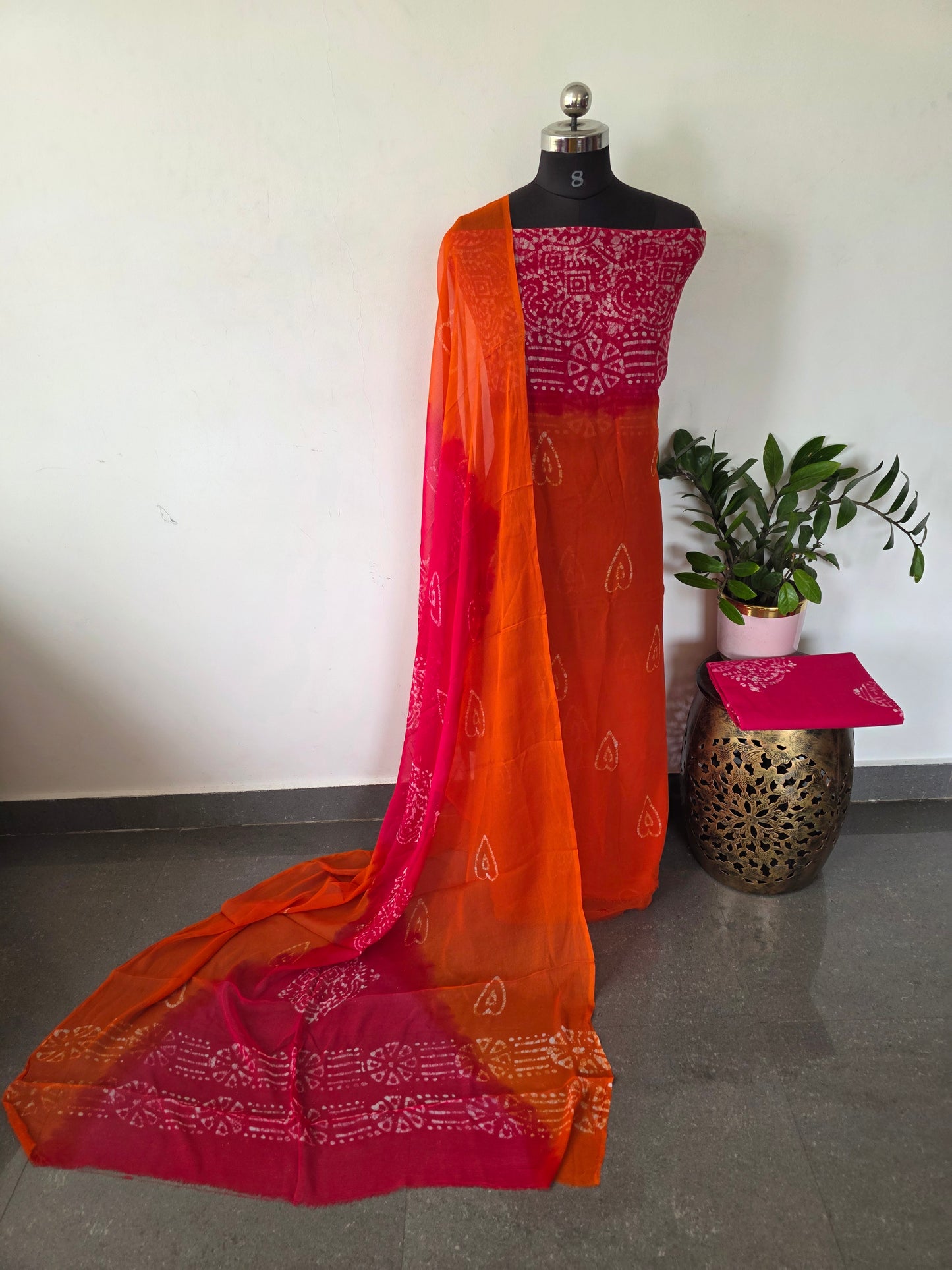 Handblock georgette salwar set - GE179
