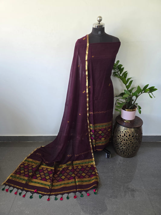 Handloom  mul khadi cotton jamdhani set - MUL148