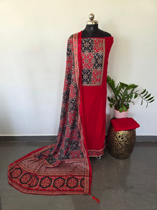 Fancy vichtra ajrakh silk set - CLA125