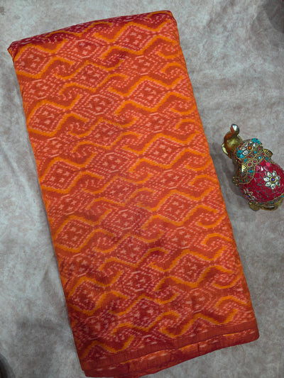 Pochampally dubbian ikkat silk running fabric - WW143