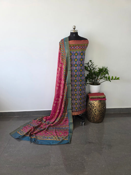 Premium semi Patola silk set - PP42