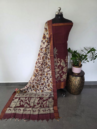Kanchi border chennuri kalamkari  silk set - AK422
