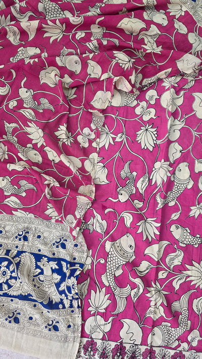 Handcrafted pure kalamkari cotton (2 pcs)(pink) set -AK565