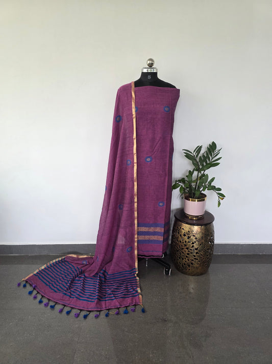 Premium khadi cotton jamdhani set - Kj23