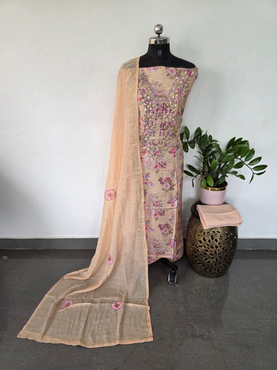 Floral Muslin silk set-VM55