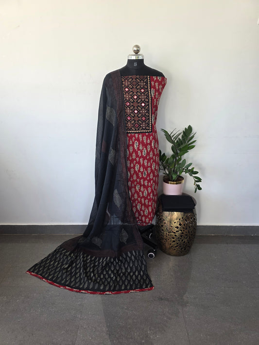 Premium ajrakh cotton set - 1