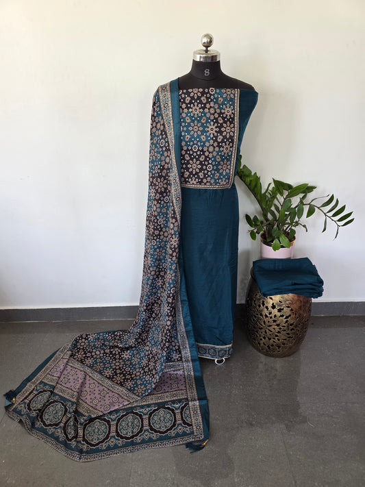 Fancy vichtra ajrakh silk set - CLA124