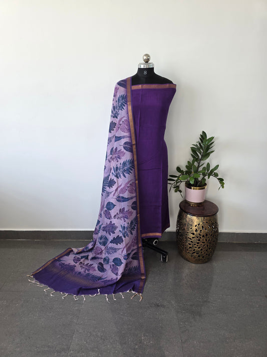 Pure mangalagiri silk top with pure soft mangalagiri digital silk shawl - MD3