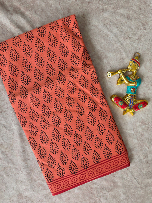 Handblock Jaipuri pure cotton saree - JA504