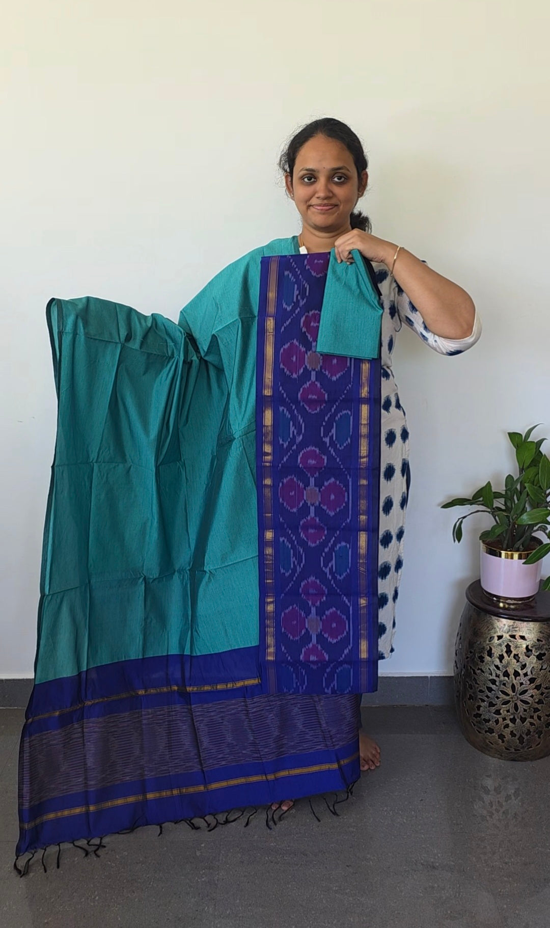 Pochampally sico set with ikkat damn- SZ273