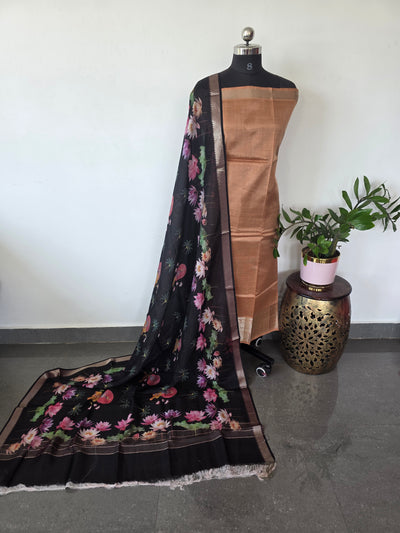 Handloom mangalagiri silk top with pure mangalagiri digital silk shawl - ML48