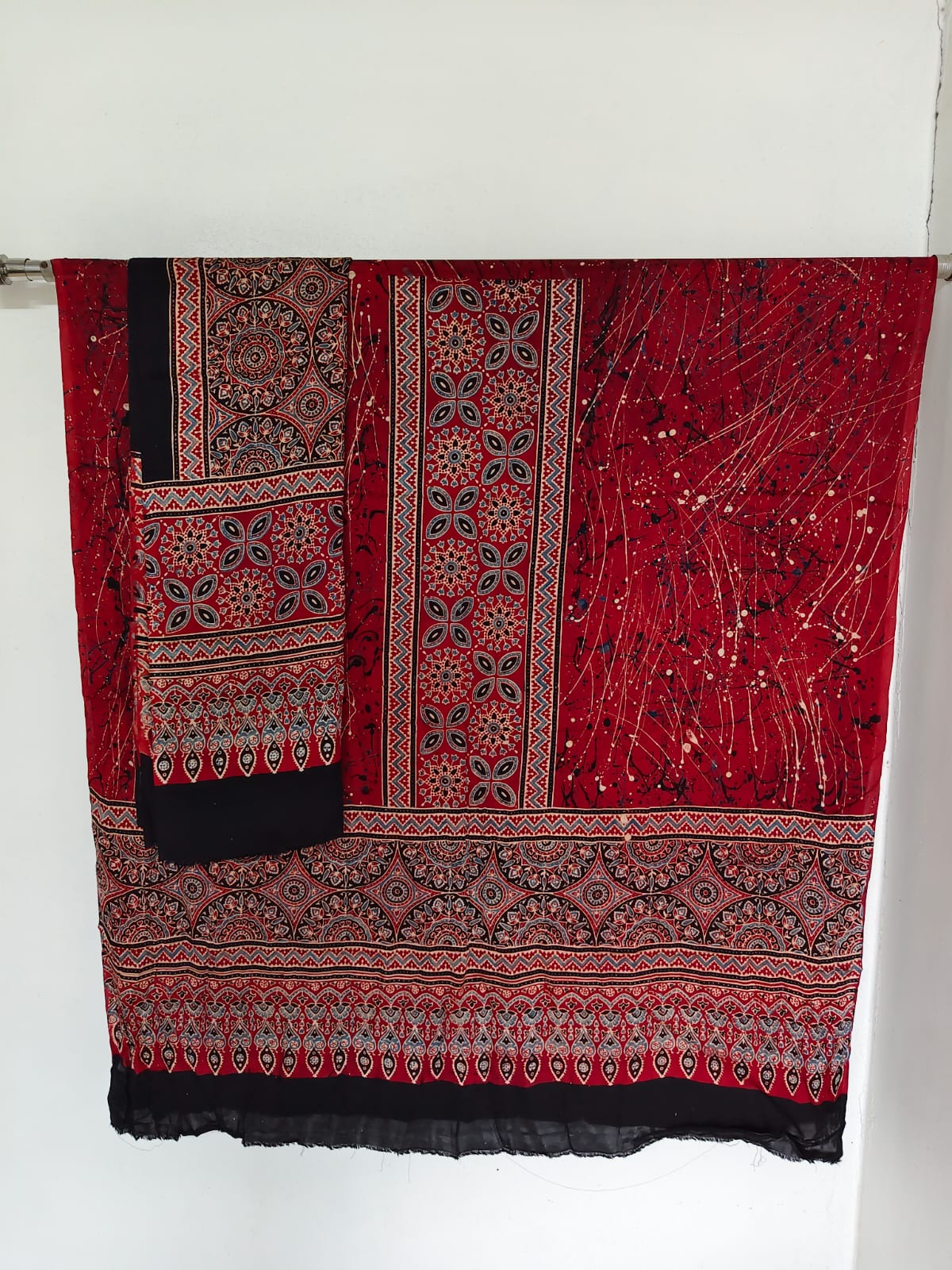 Handcrafted ajrakh modal silk set - HZ215