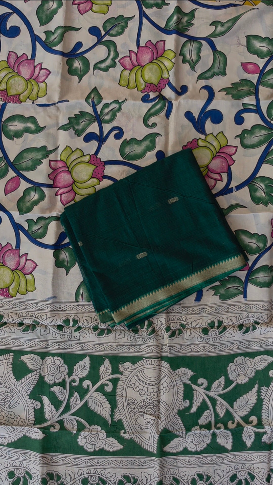 Fusion Narayanapet with handcrafted chennuri silk kalamkari duppatta -NA687