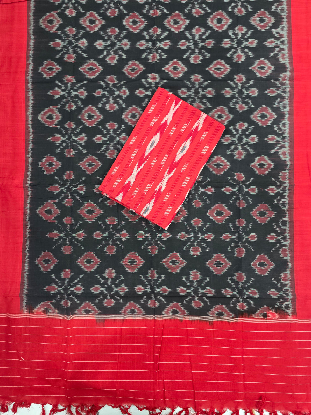 Ikkat cotton with Handloom Mercerised ikkat duppatta - WW874