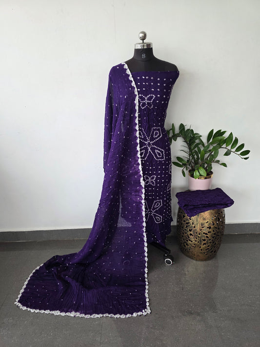 Handcrafted bandhani cotton set -B113