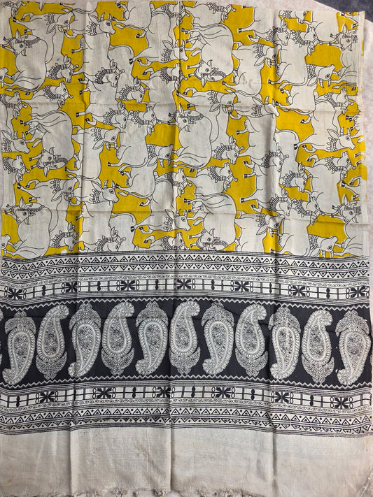 Pure chennuri silk kalamkari duppatta  - FZ4