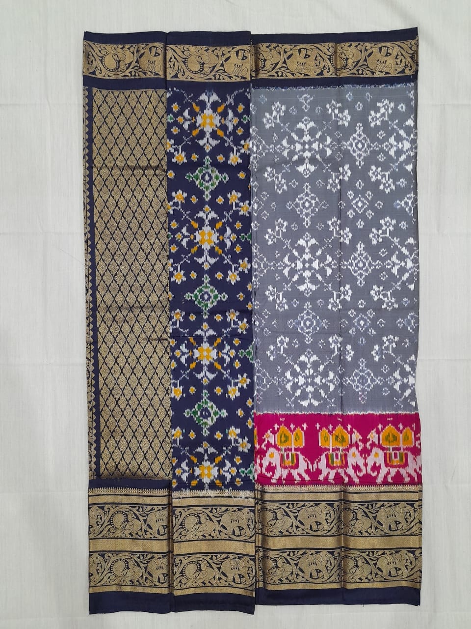 Mulbery ikkat kanchi border pattu saree-WW877